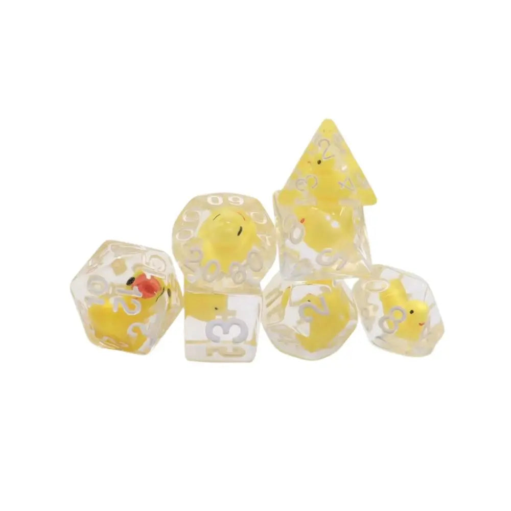7Pcs/set Multi-Faceted Digital Dice Set Filled with Ducks