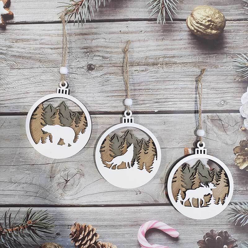 Wooden Handcraft Ornaments Christmas Tree Pendants