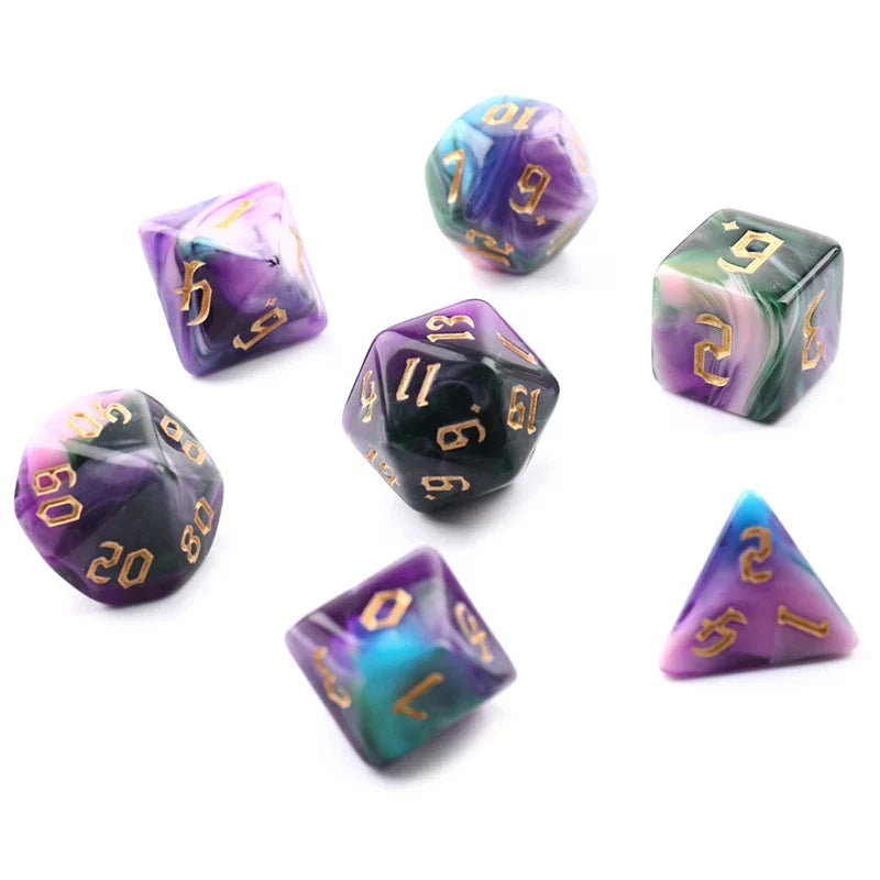 7pcs/set Polyhedral 7-Die Carved Pattern Dice Set D4