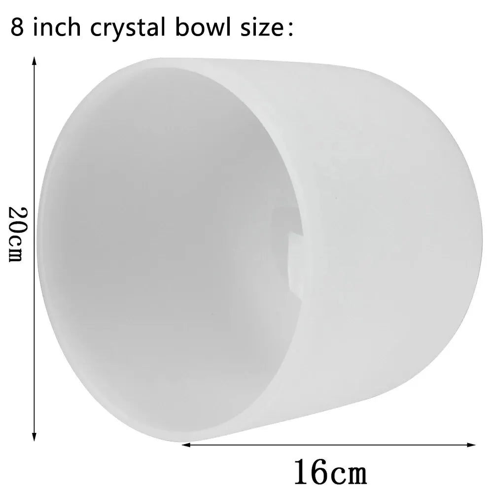 8" Crystal Singing Bowl B Note Frosted Quartz