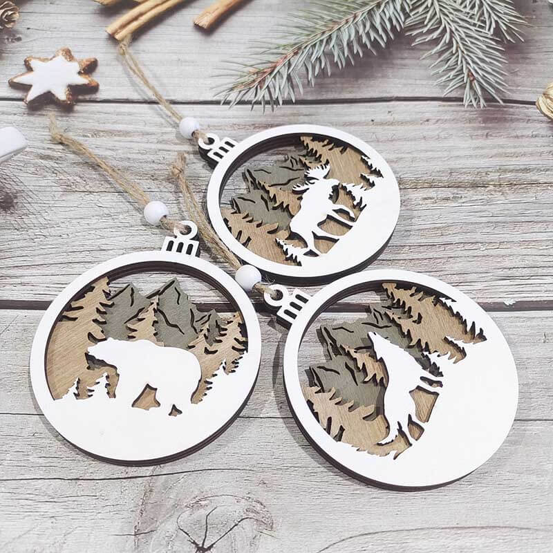 Wooden Handcraft Ornaments Christmas Tree Pendants
