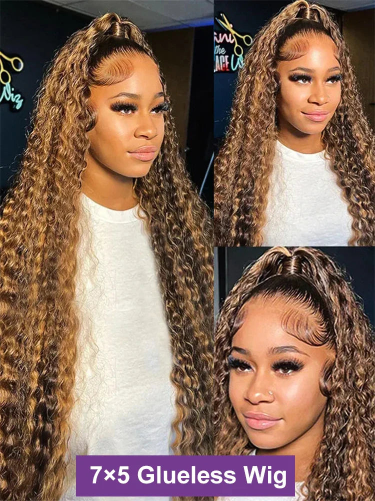 Highlight Ombre Deep Wave 7x5 Glueless Wig Human