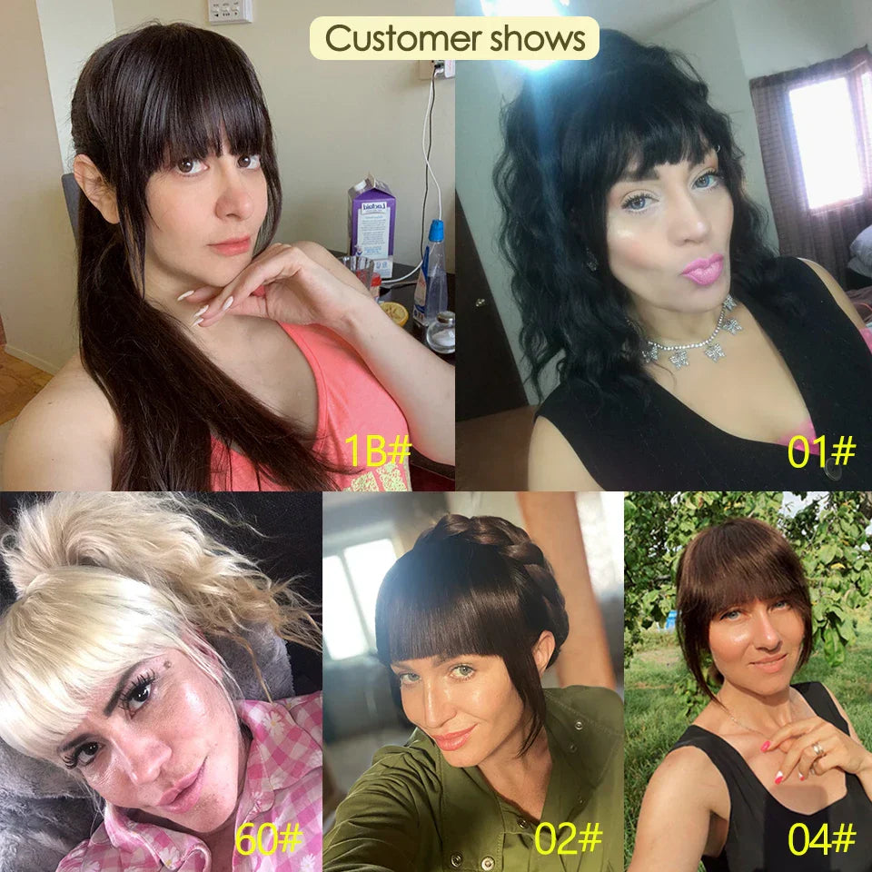 Human Hair Bangs 3 Clips 3D Blunt Cut
