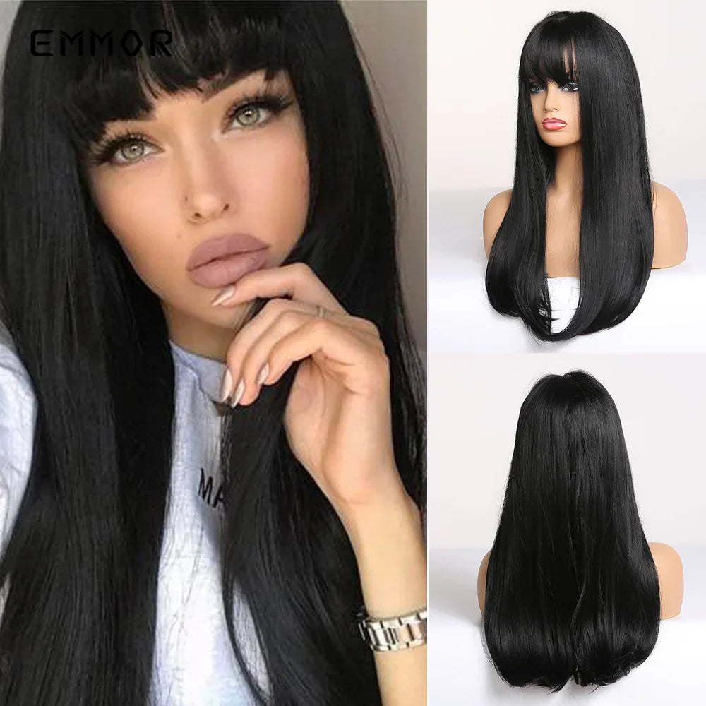 Emmor Long Platinum Blonde White Wig with Bang