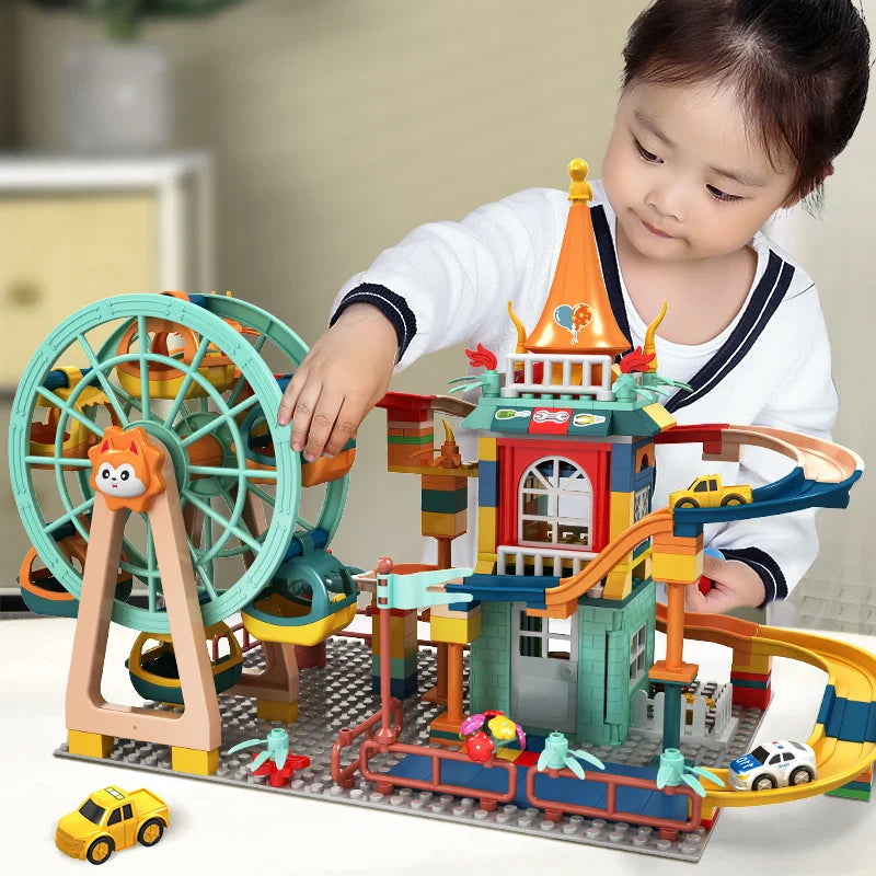 Marble Run Architecture Castle Building Blocks Car Action