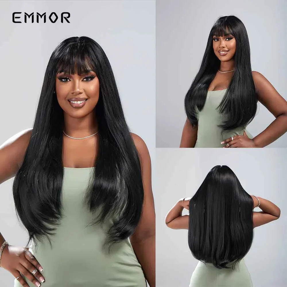 Emmor Long Platinum Blonde White Wig with Bang