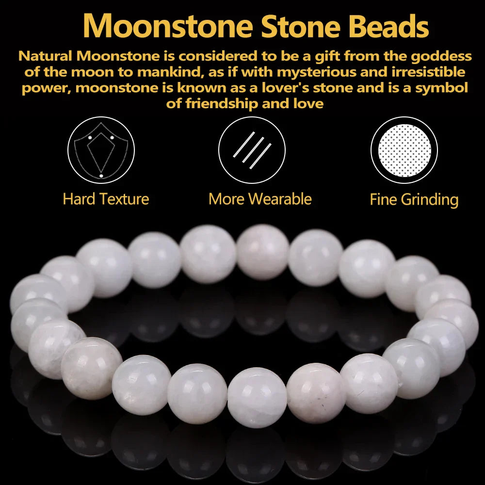 Natural Moonstones Stone Bracelet Beads Jewelry Gift For