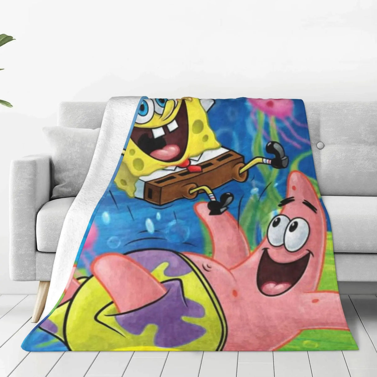 S-SpongeBob Cartoon Soft Plush Blanket,Flannel Blanket Throw Blanket