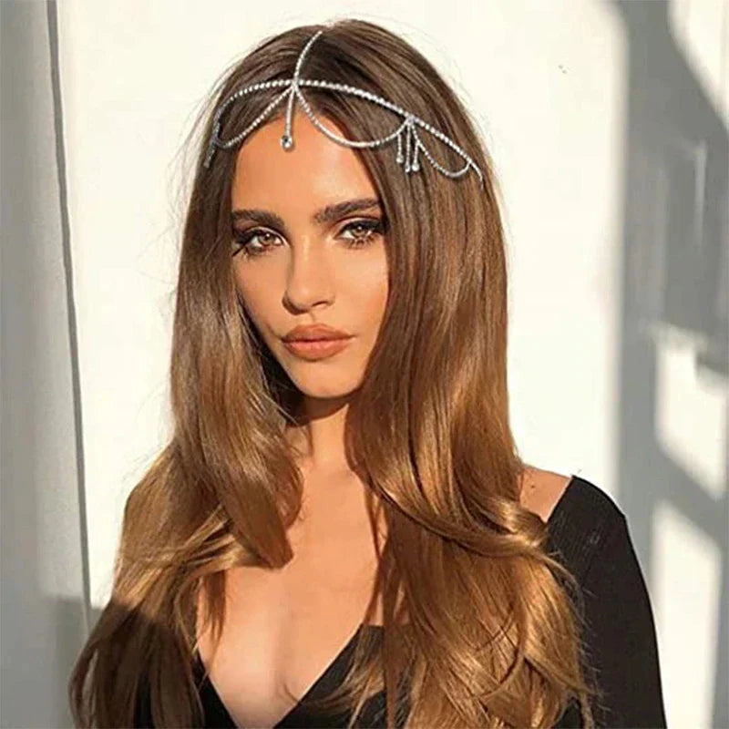 Trendy Simple Tassel Headpiece Chain Bridal Forehead Hair
