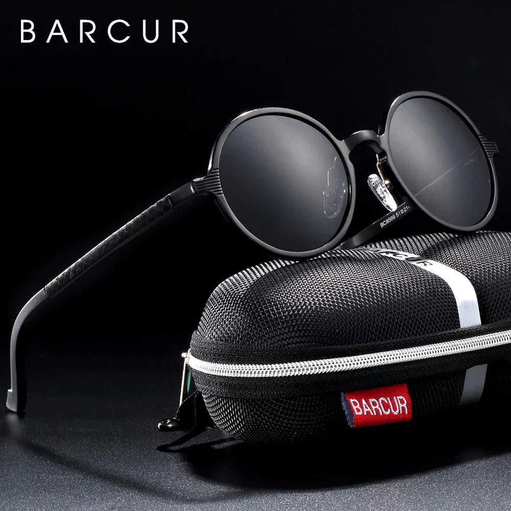 BARCUR Brand Light Weight Round Sunglasses Luxury Brand