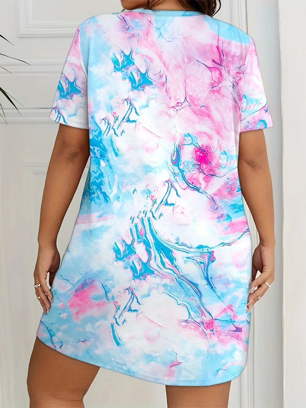 Plus Size Loose Micro Stretch Women's Nightgown 3D