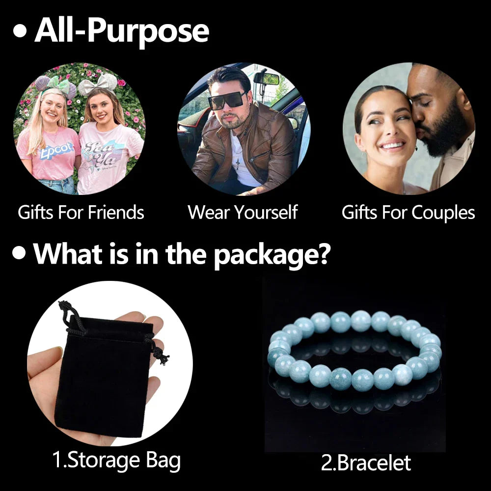 Natural Aquamarines Stone Bracelet Beads Jewelry Gift For