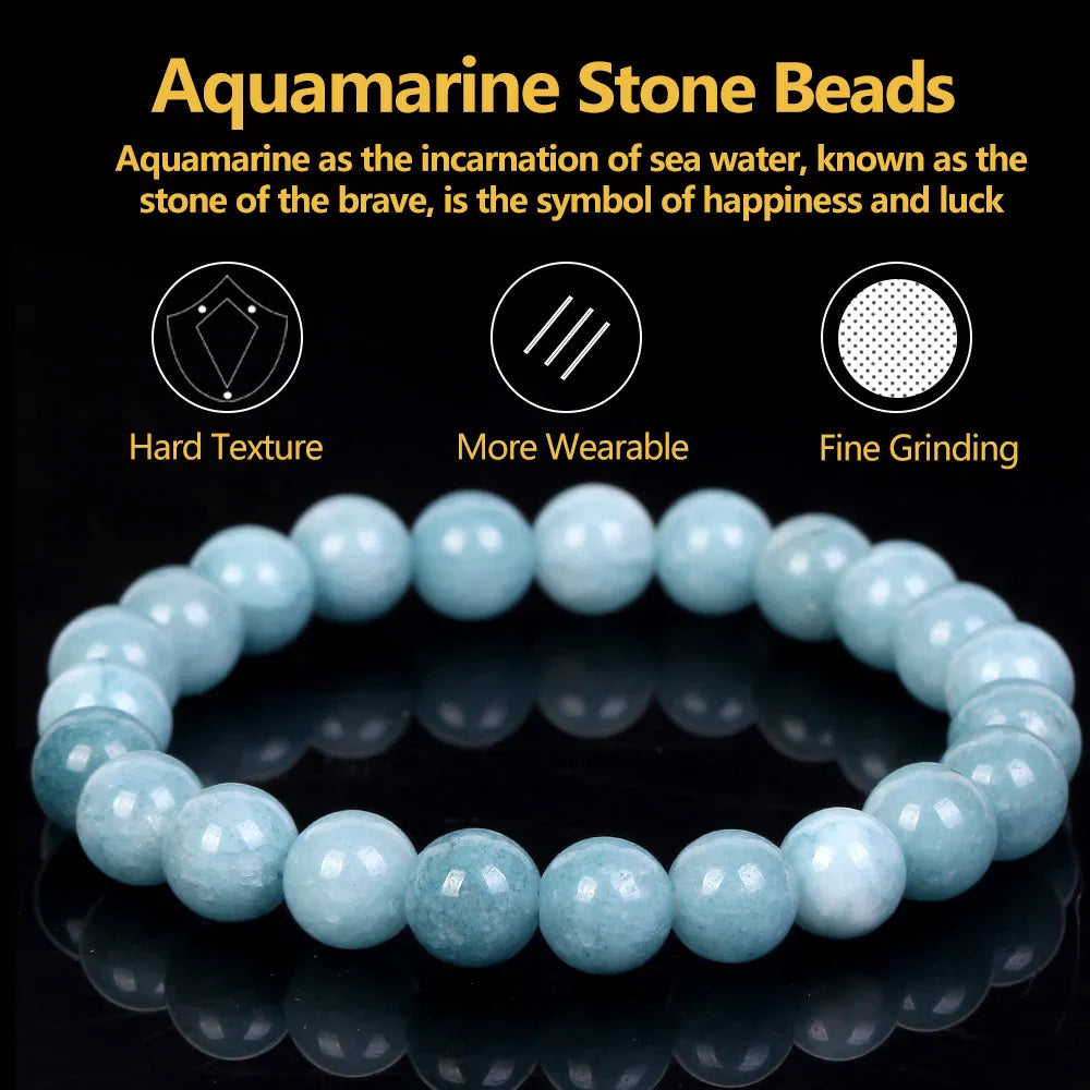 Natural Aquamarines Stone Bracelet Beads Jewelry Gift For