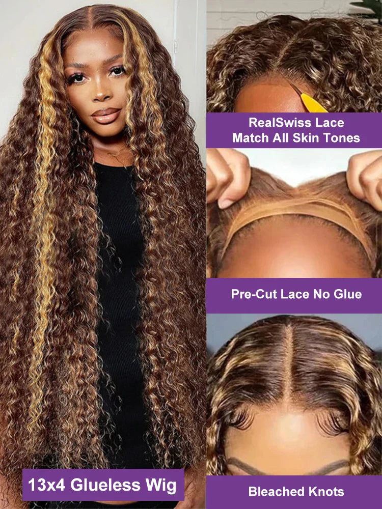 Highlight Ombre Deep Wave 7x5 Glueless Wig Human