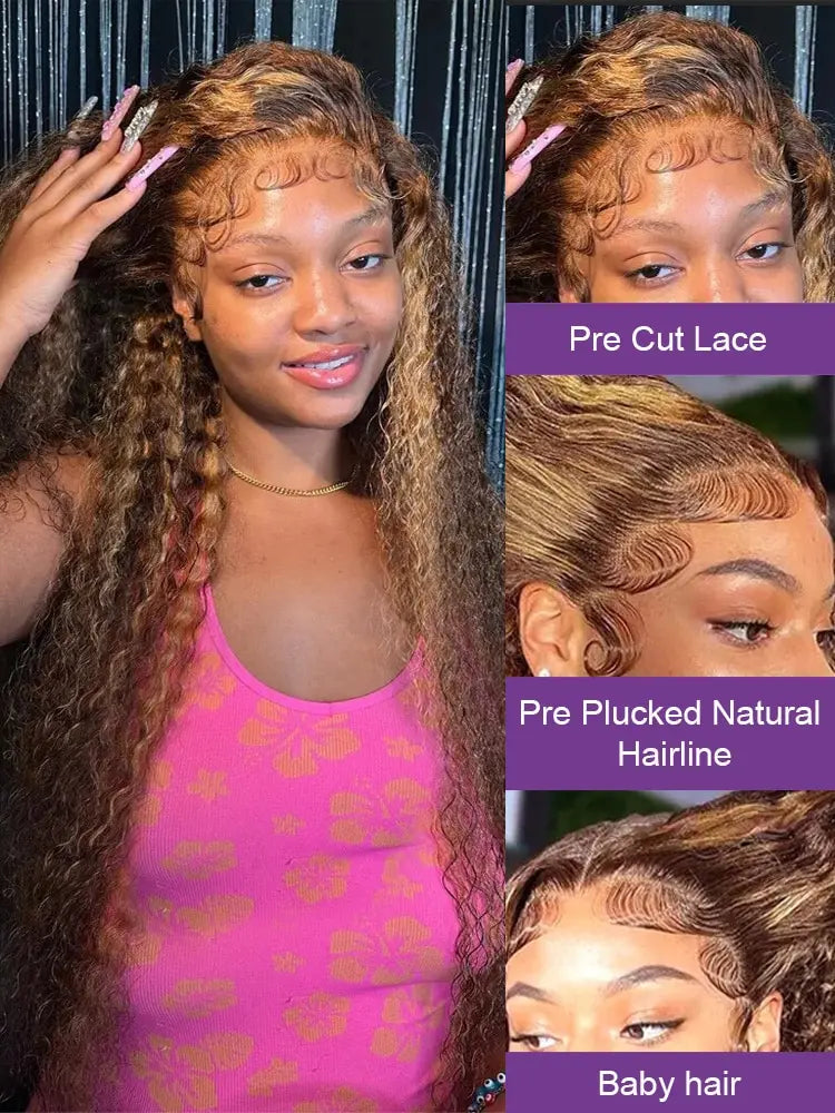 Highlight Ombre Deep Wave 7x5 Glueless Wig Human