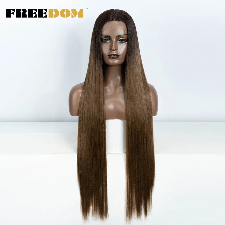 FREEDOM Synthetic Lace Front Wigs For Women Straight