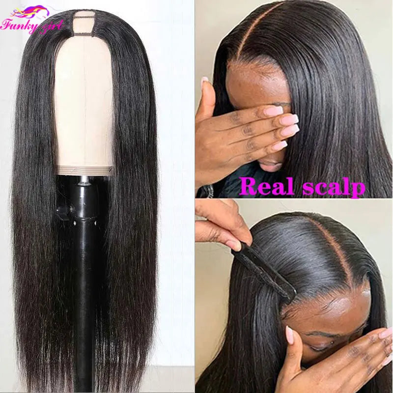 FG Straight U Part 150% Density Natural Brazilian