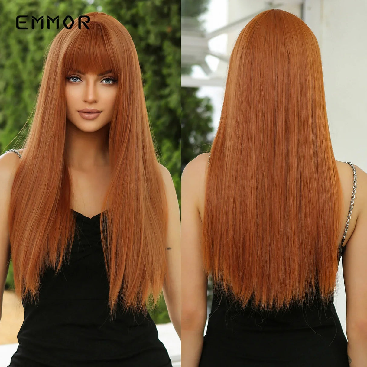 Emmor Long Platinum Blonde White Wig with Bang