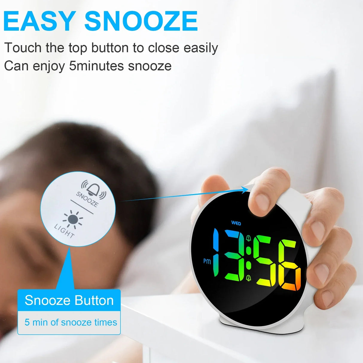 Deeyaple Colorful Alarm Clock Desk Clock Memory Function