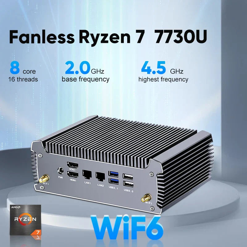 KINGNOVY Fanless AMD Mini PC Ryzen 7 5800U
