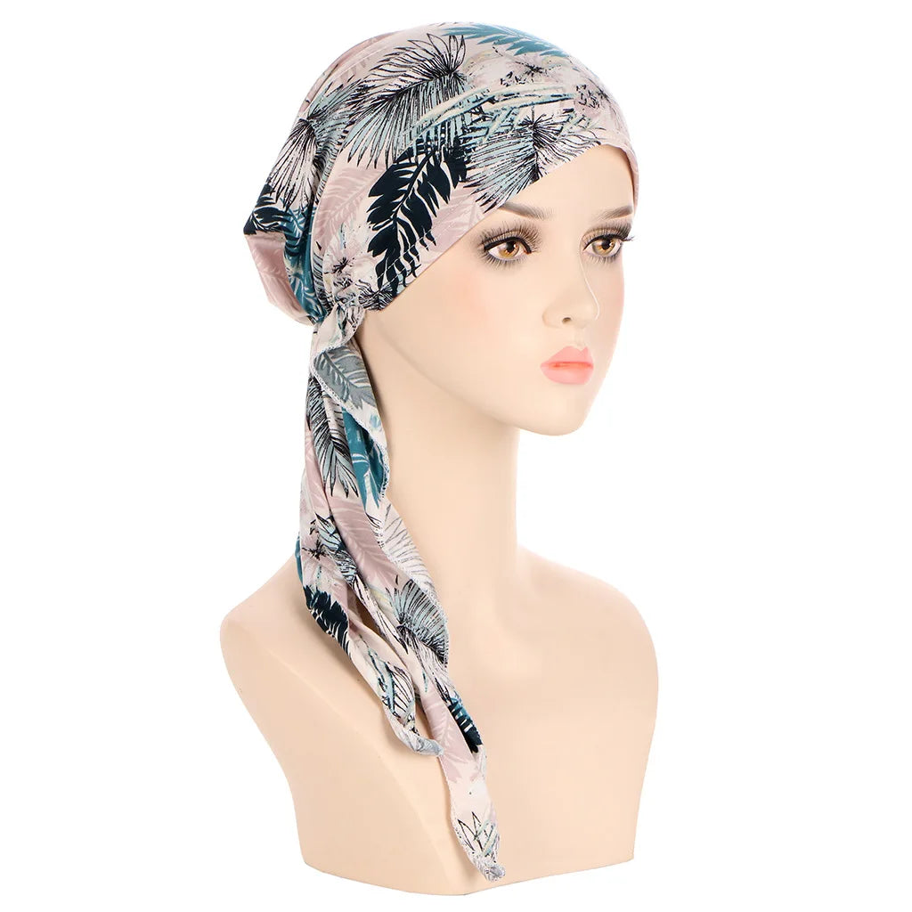Muslims Women Turban Hat Headscarf Cotton Print Flower