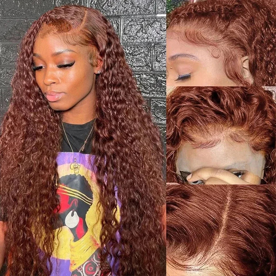 Reddish Brown 13x4 Frontal Wig Deep Wave 30
