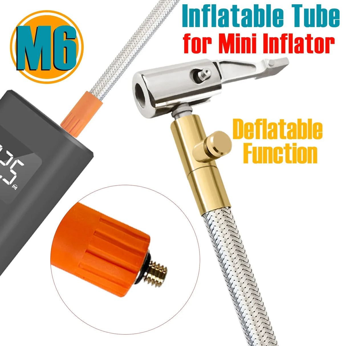 GIE.TOP M6 Mini Air Inflator Tube Stainless Steel