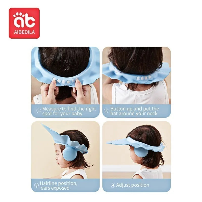 AIBEDILA Babies Waterproof Shower Cap Children's Bath Ear