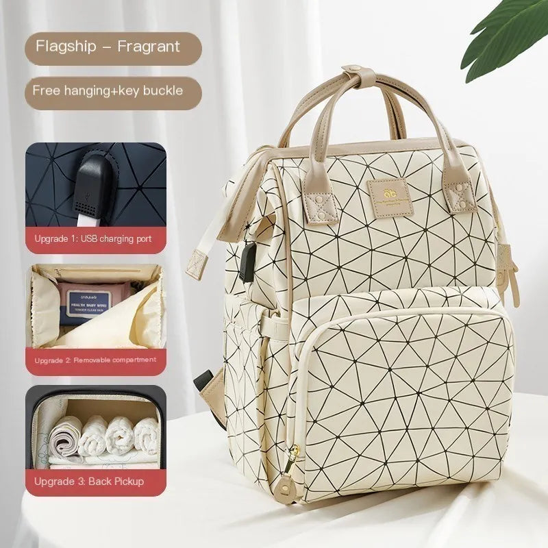 AIBEDILA Mommy Bag Waterproof Large Capacity Fashionable and
