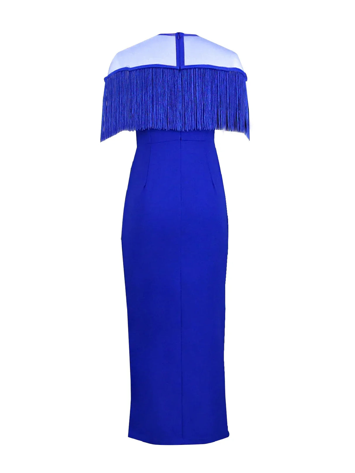 AOMEI Plus Size Women Tassel Dress Mesh Patchwork