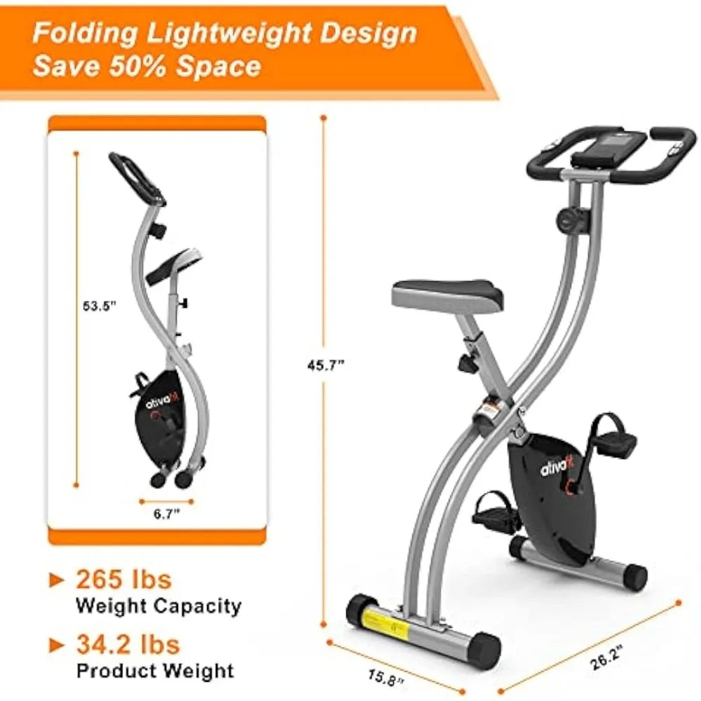 ATIVAFIT Folding Exercise Bike, Magnetic Foldable Stationary Bike,