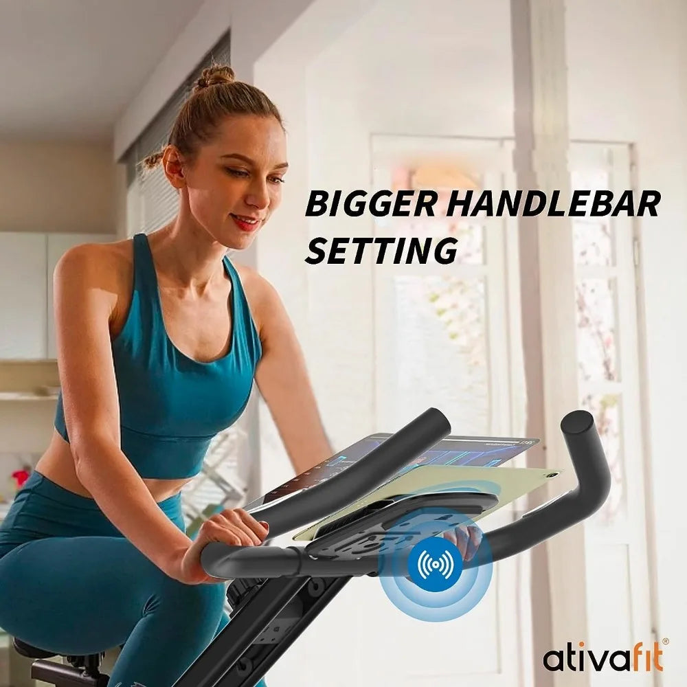 ATIVAFIT Folding Exercise Bike, Magnetic Foldable Stationary Bike,