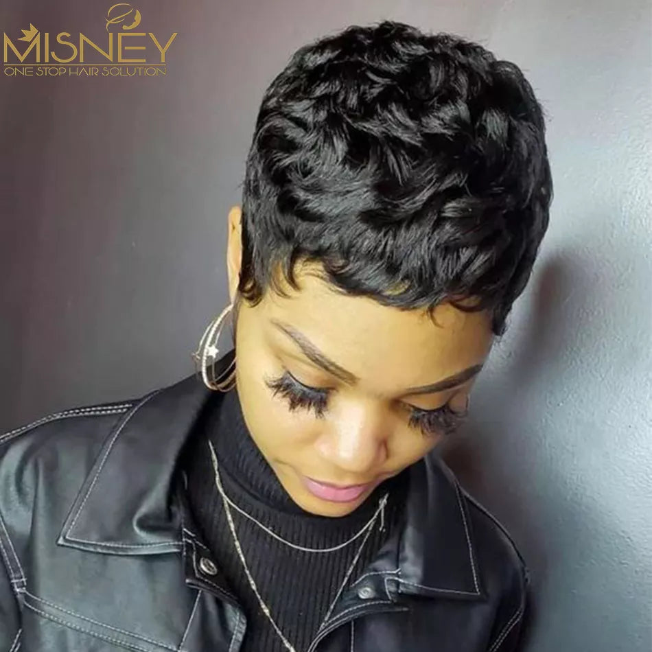 Short Bob Straight Human Hair Wigs Natural Color