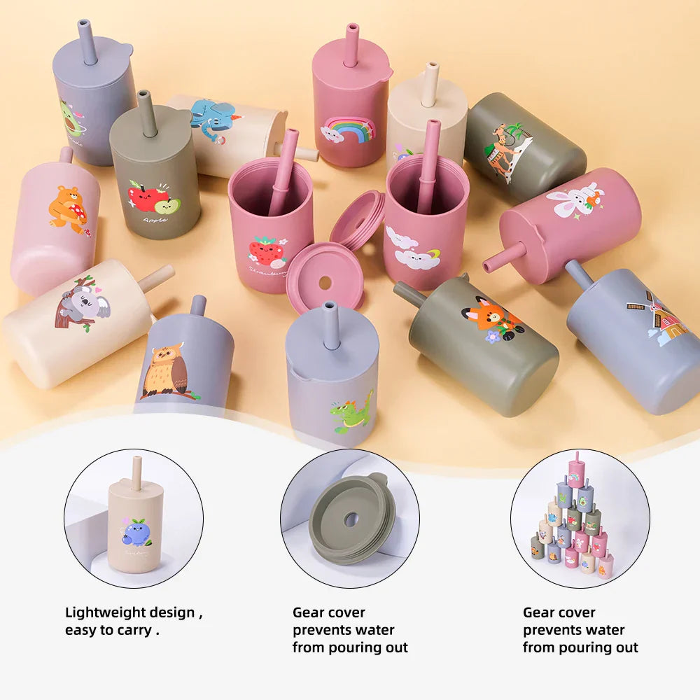 150ML Baby Silicone Cup with Exquisite Pattern Lid