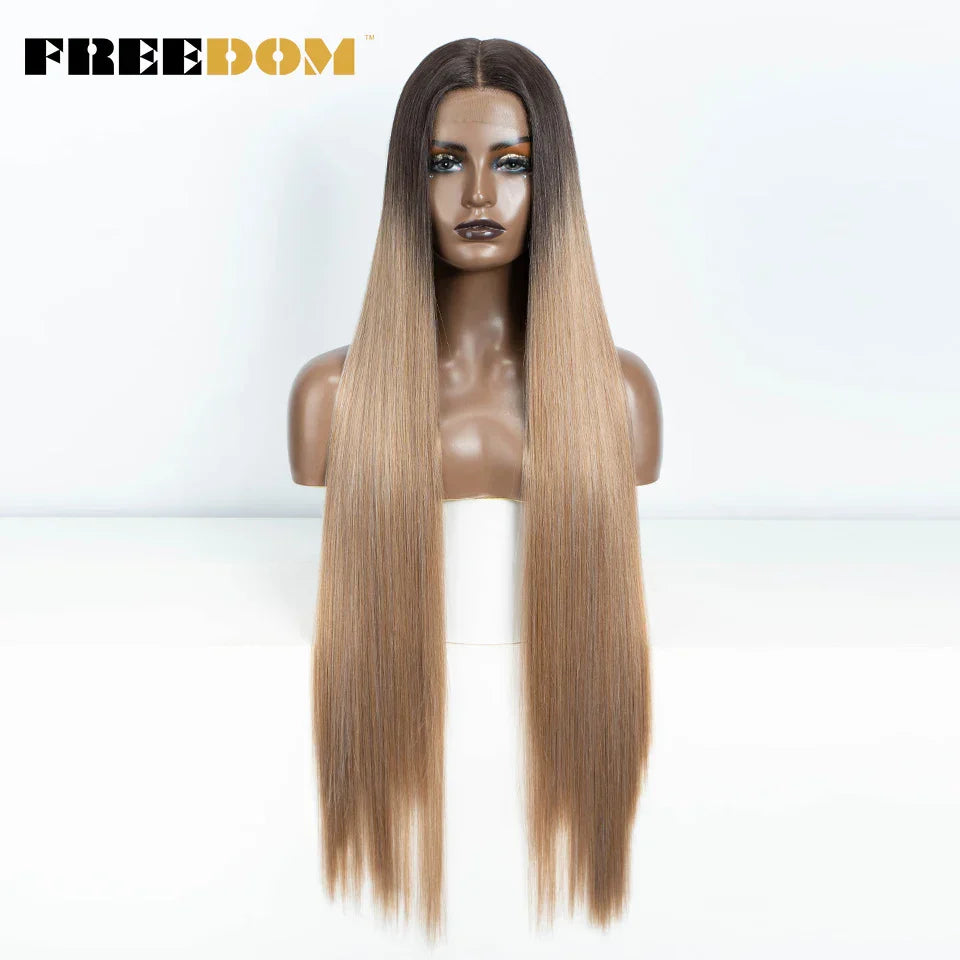 FREEDOM Synthetic Lace Front Wigs For Women Straight