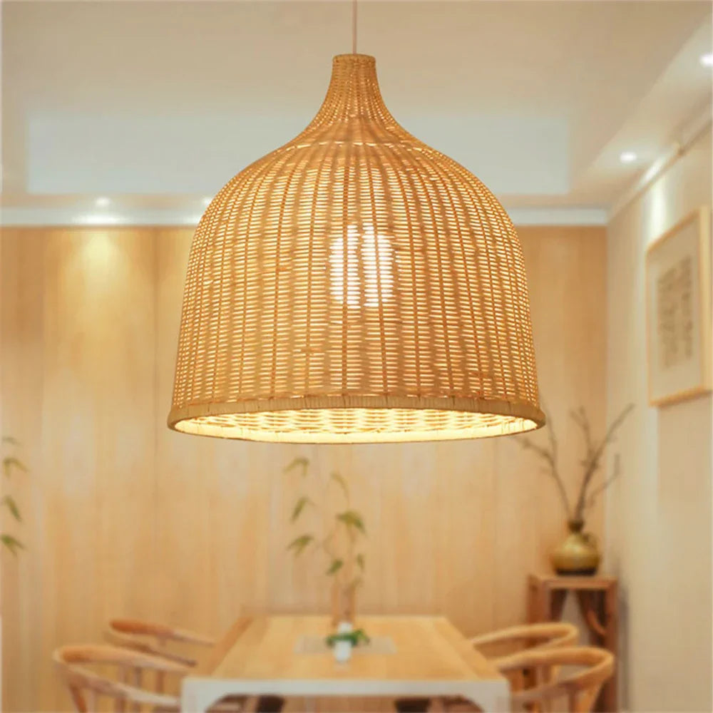 Classical Bamboo Weaving Chandelier Lamp Handmade Pendant Light