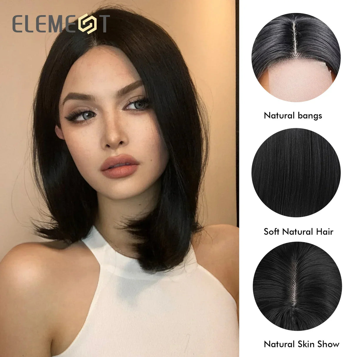 ELEMENT Elegant Part Front Lace Synthetic Wig Short