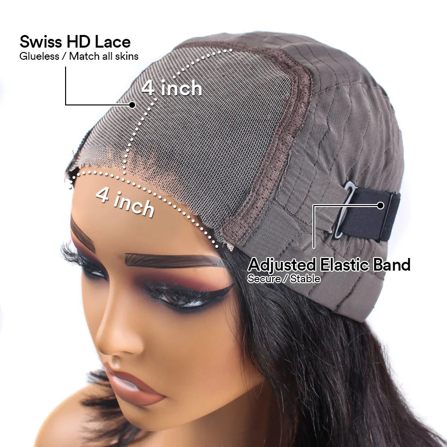 Deep Wave 4x4 Closure Glueless Wig Human Hair