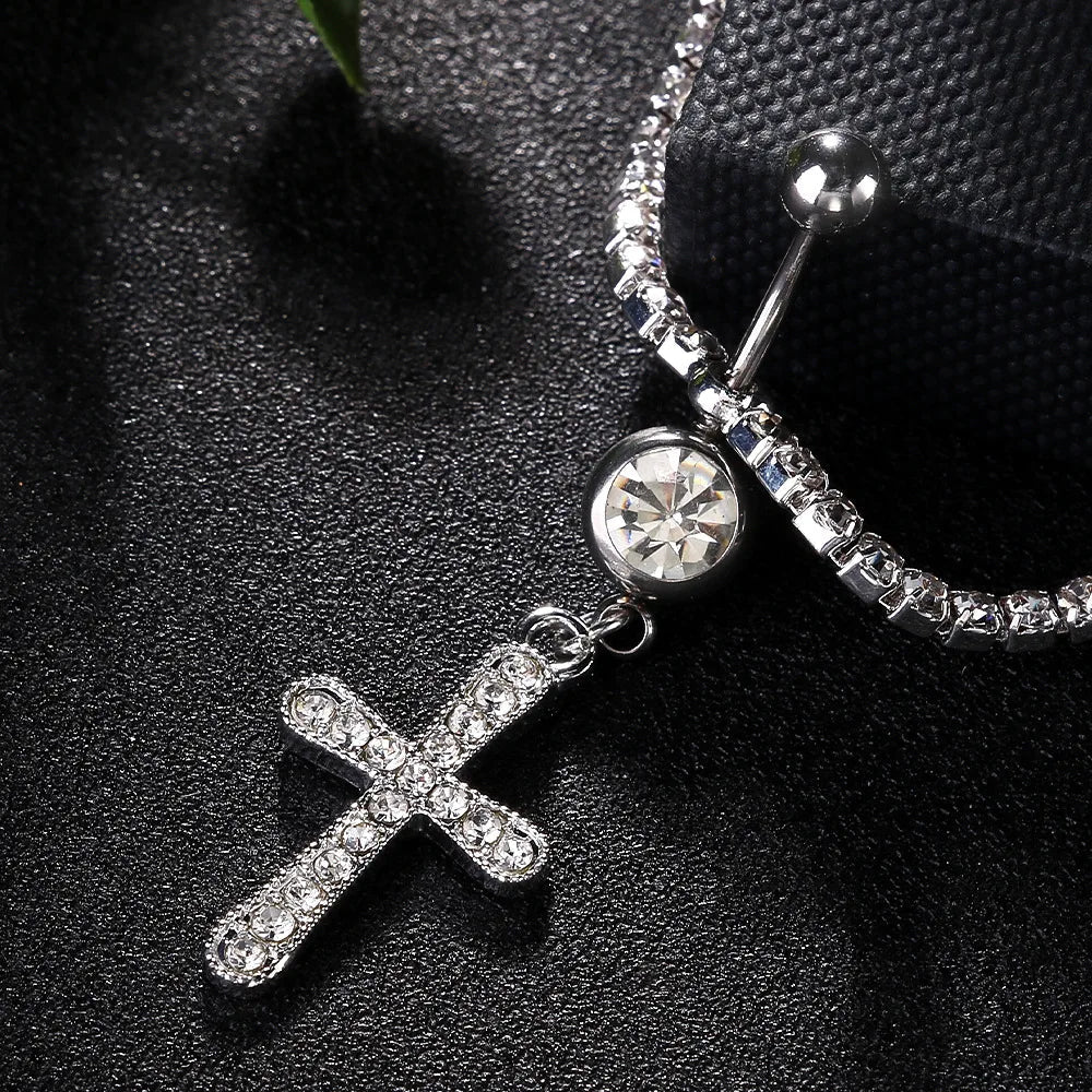 Stonefans Piercing Cross Navel Nnail Body Jewellery Rings