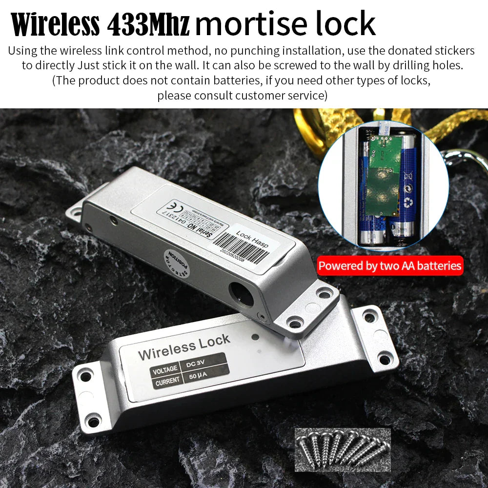 IP65 Waterproof  DIY Wireless Lock Kit Metal Wireless Fingerprint Keypad+Lock+Exit Button+Remote Transmitters For Home Office
