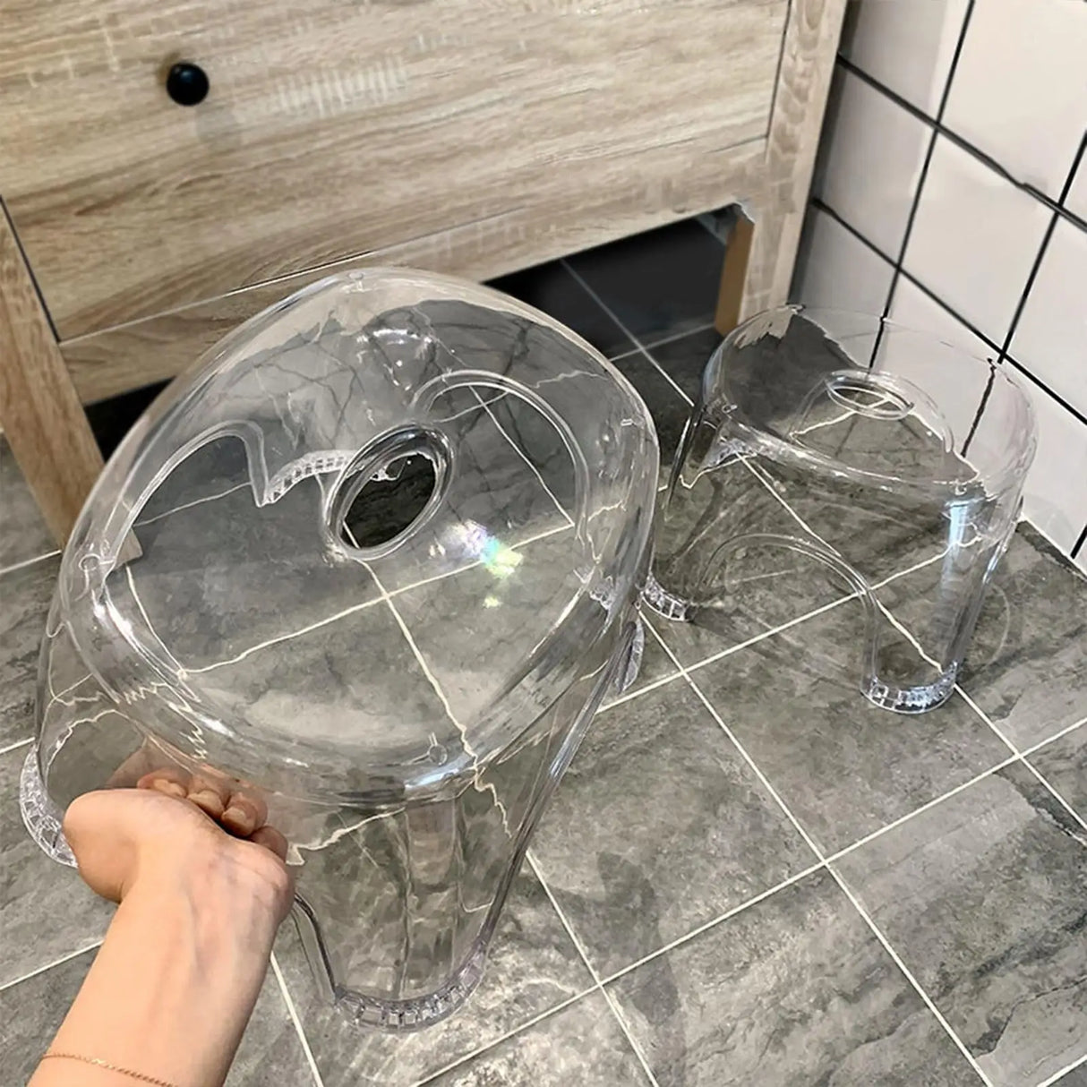Acrylic Bathroom Shower Non-slip Stool Transparent Small Low