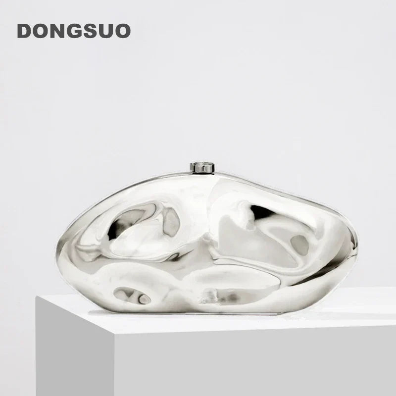 Acrylic shell shape clutch bag gold silver blue