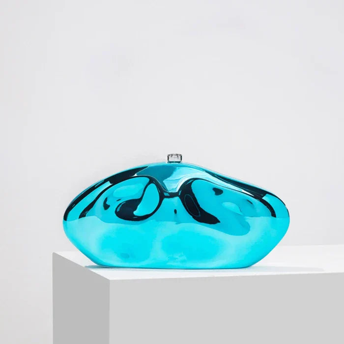 Acrylic shell shape clutch bag gold silver blue