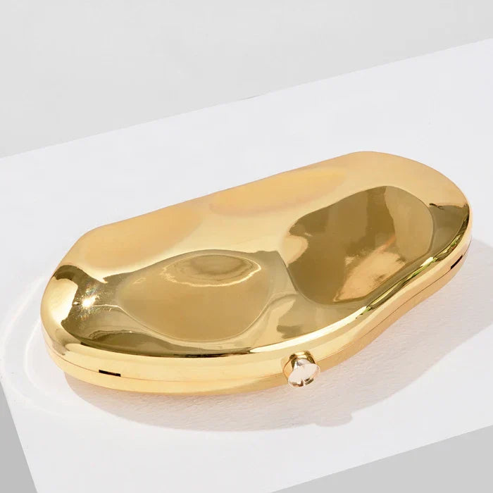 Acrylic shell shape clutch bag gold silver blue