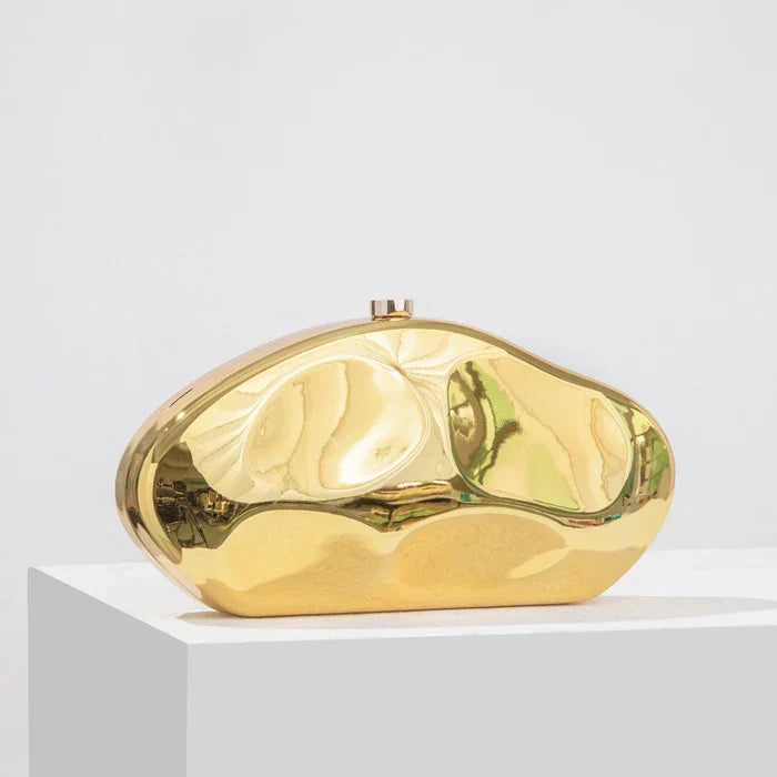 Acrylic shell shape clutch bag gold silver blue