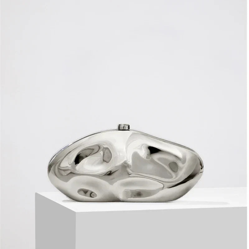 Acrylic shell shape clutch bag gold silver blue