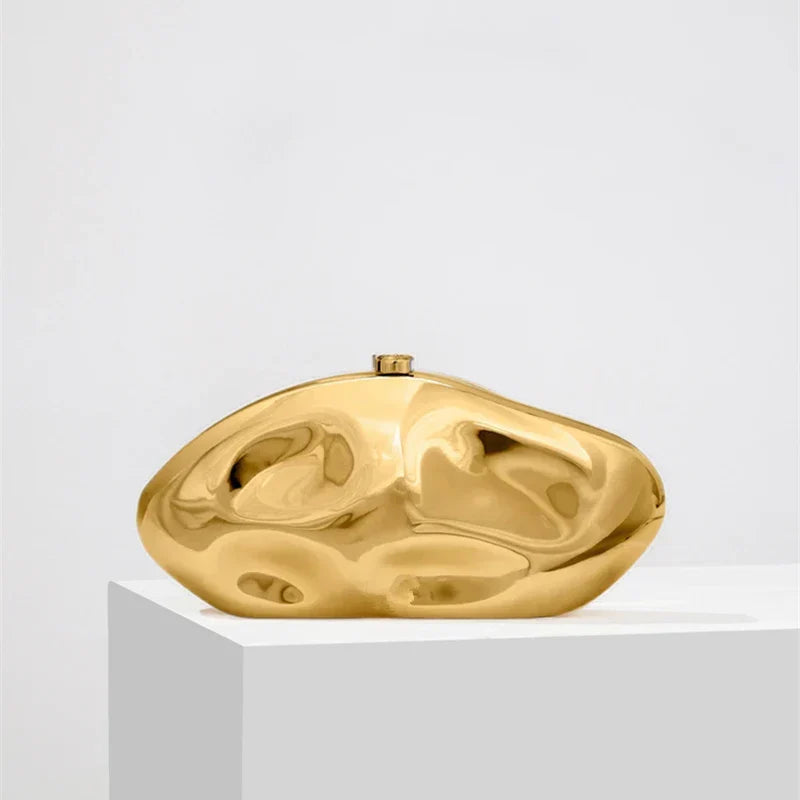 Acrylic shell shape clutch bag gold silver blue