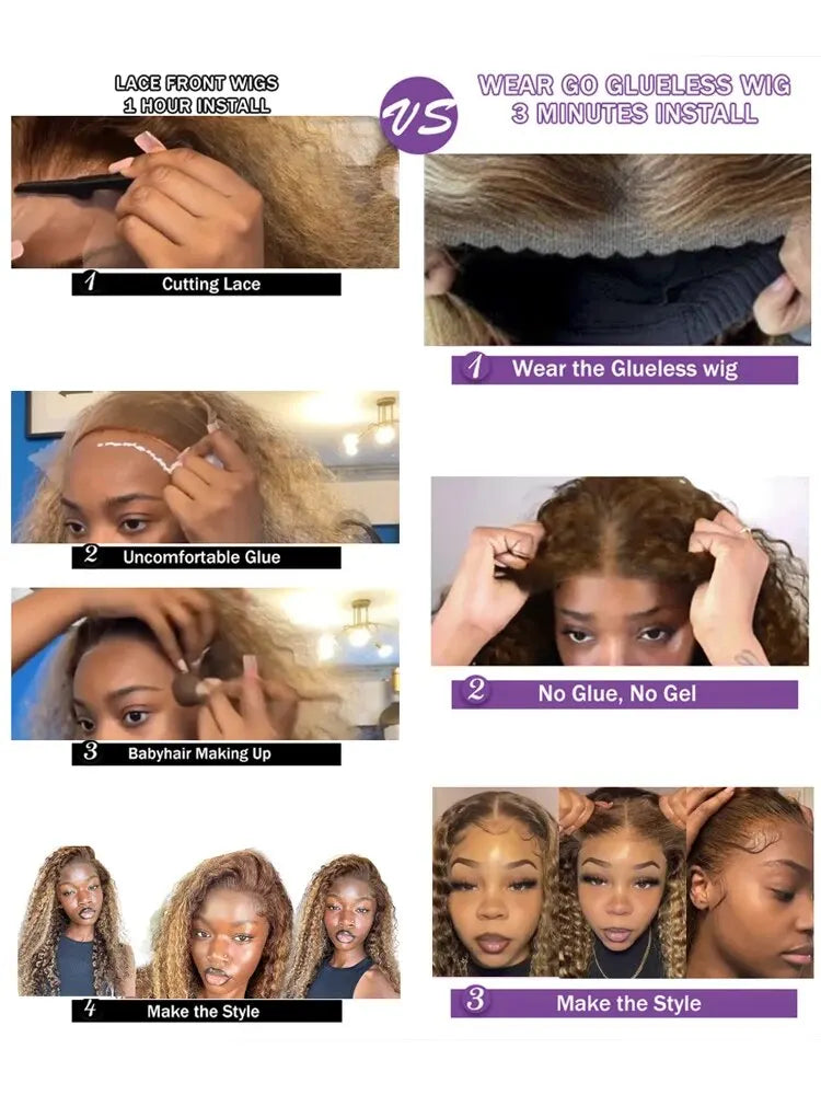 Highlight Ombre Deep Wave 7x5 Glueless Wig Human
