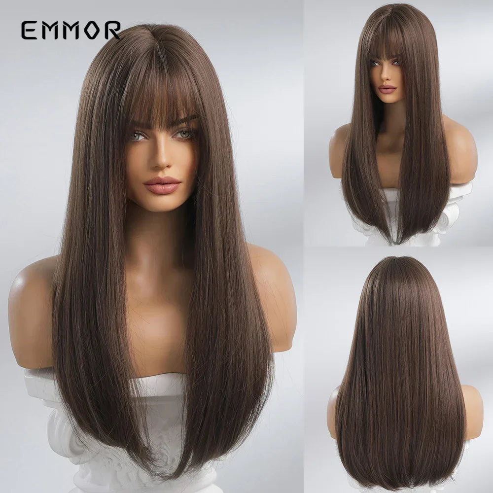 Emmor Long Platinum Blonde White Wig with Bang
