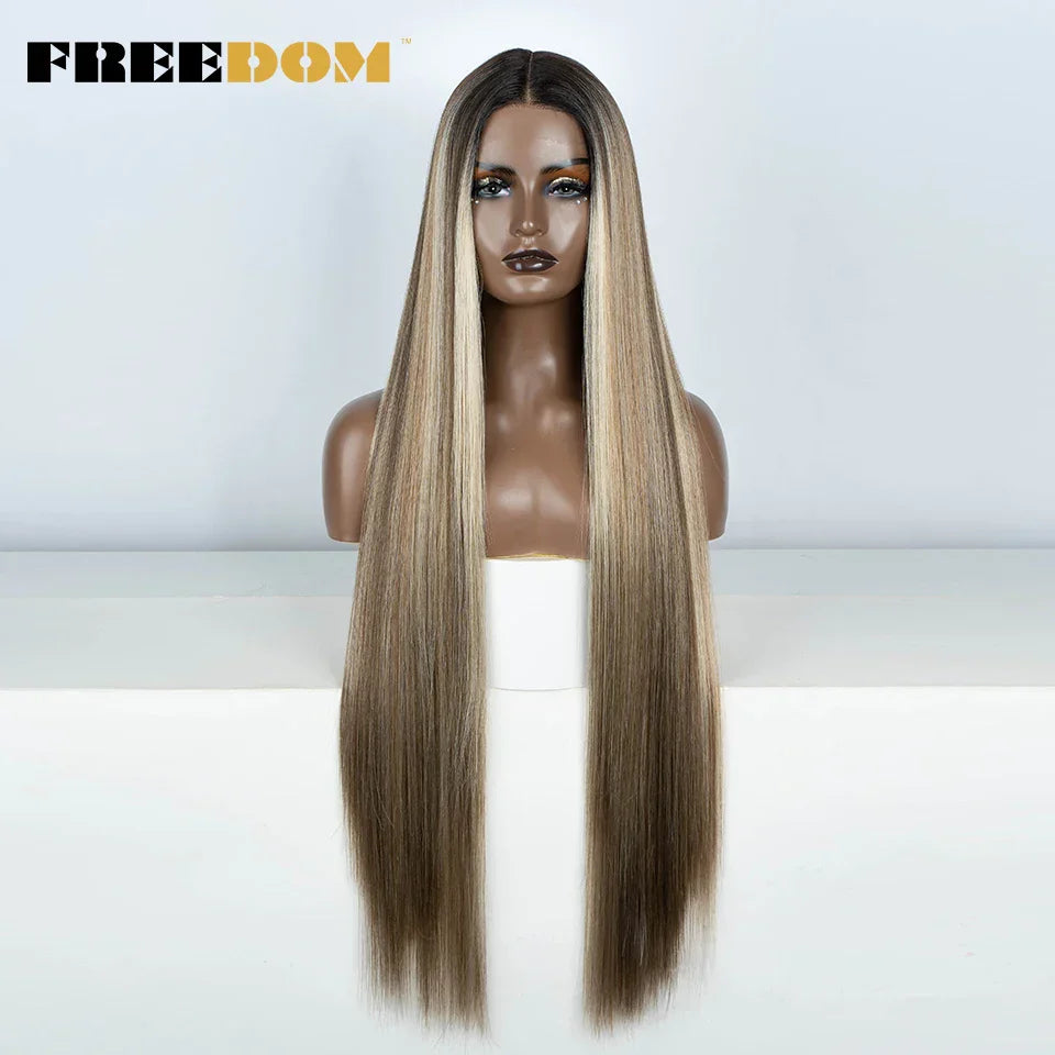 FREEDOM Synthetic Lace Front Wigs For Women Straight